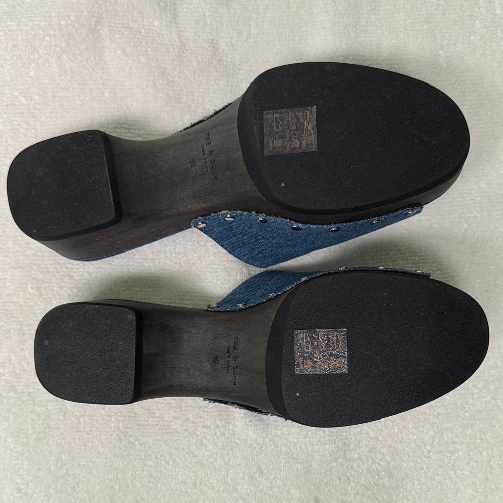 Rag & Bone Mara Blue Denim Platform Clogs Size 39 or US 9 - Picture 11 of 16